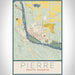 Pierre South Dakota Map Print Portrait Orientation in Woodblock Style With Shaded Background