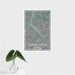 16x24 Pigeon Forge Tennessee Map Print Portrait Orientation in Afternoon Style With Tropical Plant Leaves in Water