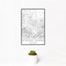 12x18 Pigeon Forge Tennessee Map Print Portrait Orientation in Classic Style With Small Cactus Plant in White Planter