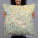 Person holding 22x22 Custom Pigeon Forge Tennessee Map Throw Pillow in Woodblock