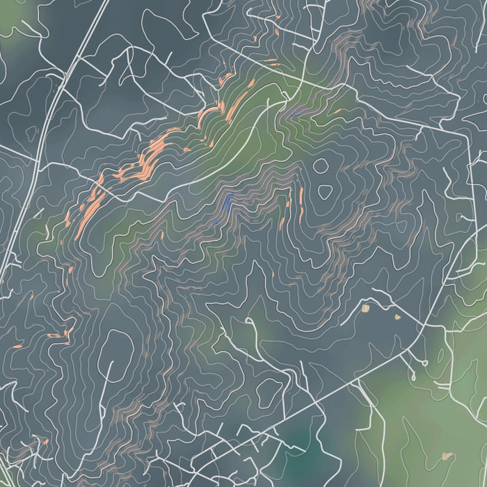 Pignut Mountain Virginia Map Print in Afternoon Style Zoomed In Close Up Showing Details