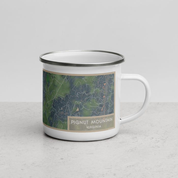 Right View Custom Pignut Mountain Virginia Map Enamel Mug in Afternoon