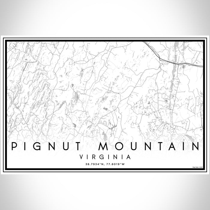 Pignut Mountain Virginia Map Print Landscape Orientation in Classic Style With Shaded Background