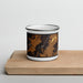 Front View Custom Pignut Mountain Virginia Map Enamel Mug in Ember on Cutting Board