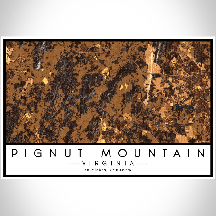 Pignut Mountain Virginia Map Print Landscape Orientation in Ember Style With Shaded Background