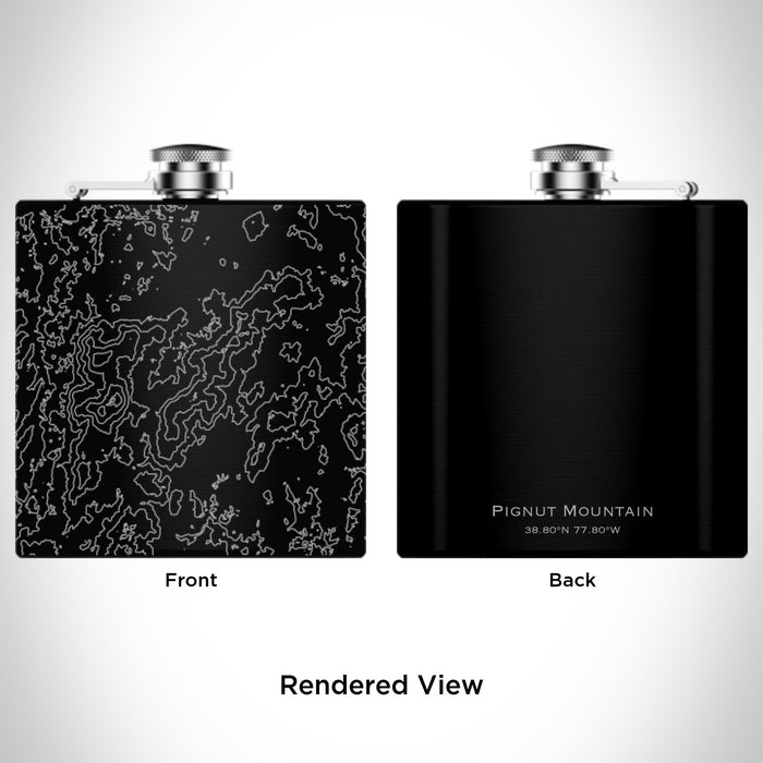 Rendered View of Pignut Mountain Virginia Map Engraving on 6oz Stainless Steel Flask in Black