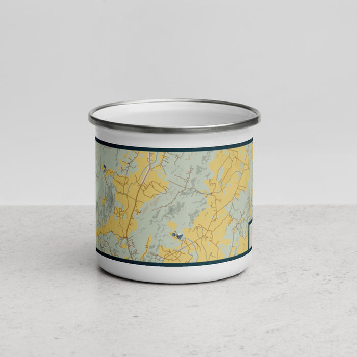 Front View Custom Pignut Mountain Virginia Map Enamel Mug in Woodblock