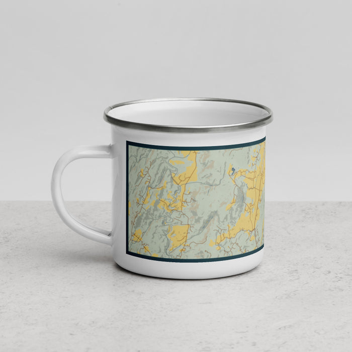 Left View Custom Pignut Mountain Virginia Map Enamel Mug in Woodblock