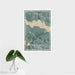 16x24 Pine Beach New Jersey Map Print Portrait Orientation in Afternoon Style With Tropical Plant Leaves in Water