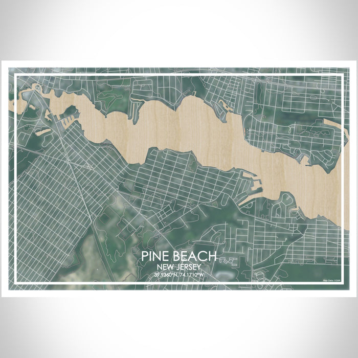 Pine Beach New Jersey Map Print Landscape Orientation in Afternoon Style With Shaded Background