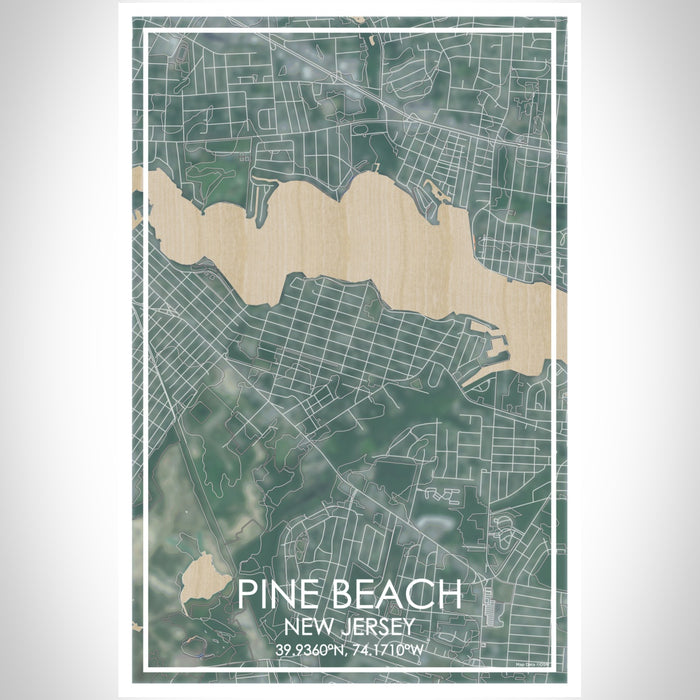 Pine Beach New Jersey Map Print Portrait Orientation in Afternoon Style With Shaded Background