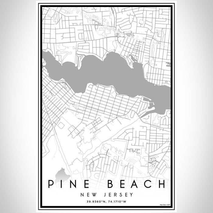 Pine Beach New Jersey Map Print Portrait Orientation in Classic Style With Shaded Background