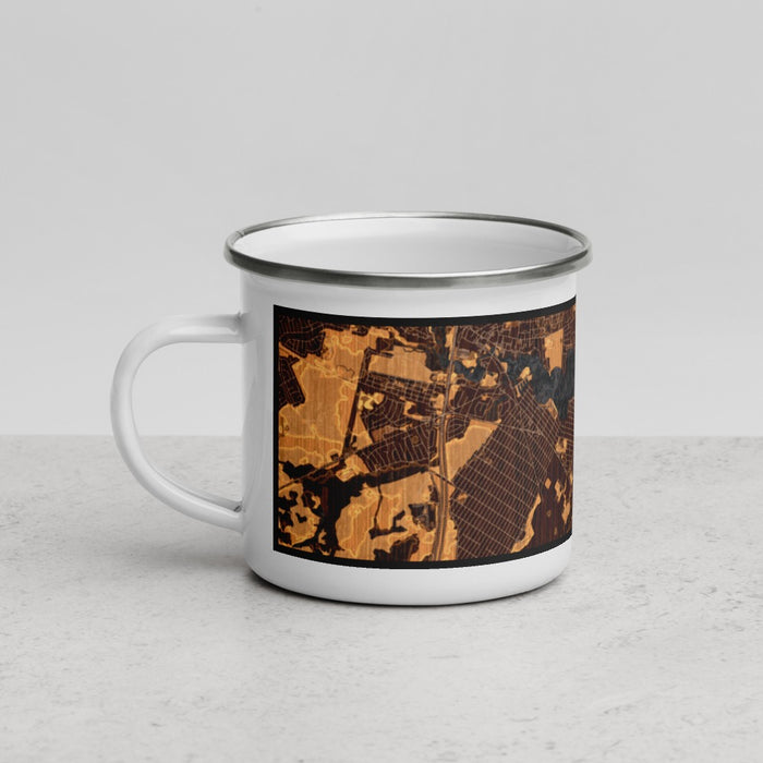 Left View Custom Pine Beach New Jersey Map Enamel Mug in Ember