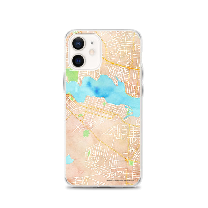 Custom Pine Beach New Jersey Map iPhone 12 Phone Case in Watercolor