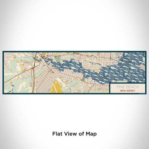 Flat View of Map Custom Pine Beach New Jersey Map Enamel Mug in Woodblock