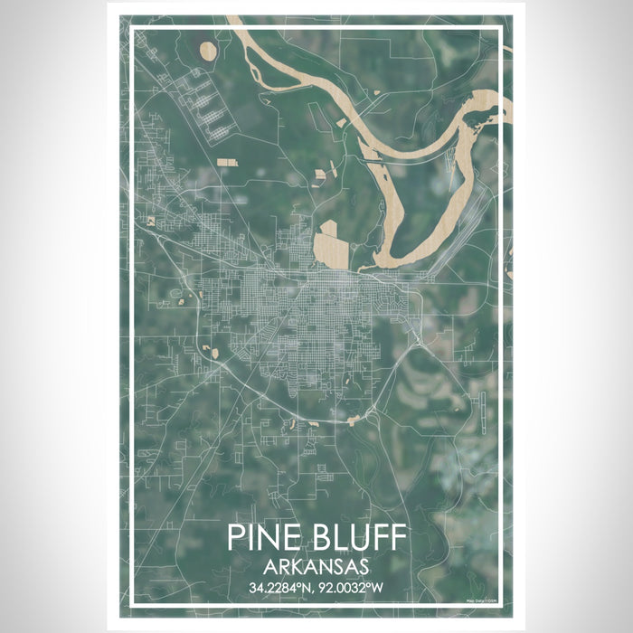 Pine Bluff Arkansas Map Print Portrait Orientation in Afternoon Style With Shaded Background