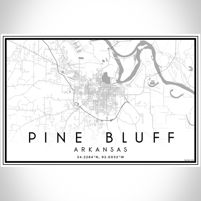 Pine Bluff Arkansas Map Print Landscape Orientation in Classic Style With Shaded Background