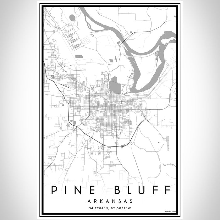 Pine Bluff Arkansas Map Print Portrait Orientation in Classic Style With Shaded Background