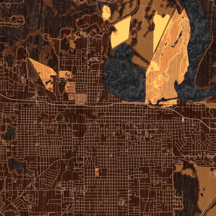 Pine Bluff Arkansas Map Print in Ember Style Zoomed In Close Up Showing Details