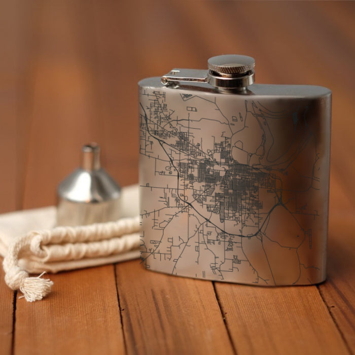 Pine Bluff Arkansas Custom Engraved City Map Inscription Coordinates on 6oz Stainless Steel Flask