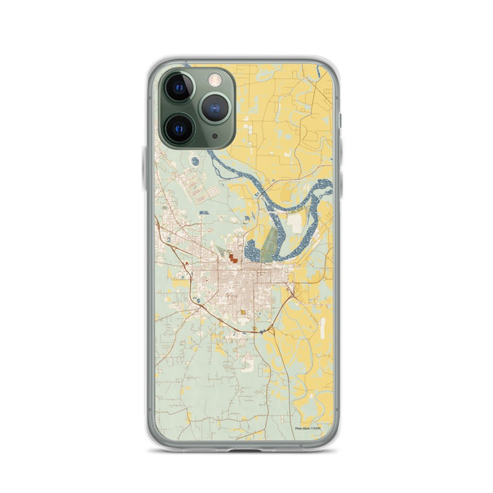 Custom iPhone 11 Pro Pine Bluff Arkansas Map Phone Case in Woodblock