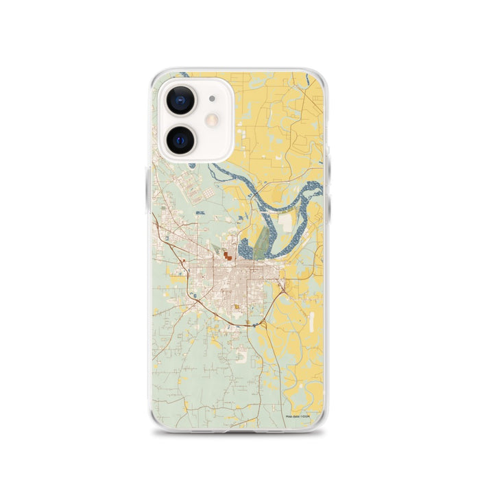 Custom iPhone 12 Pine Bluff Arkansas Map Phone Case in Woodblock