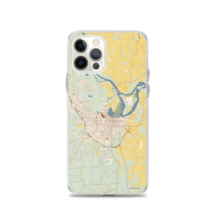 Custom iPhone 12 Pro Pine Bluff Arkansas Map Phone Case in Woodblock