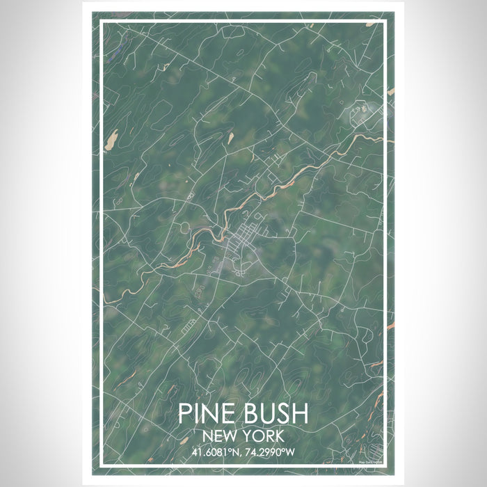Pine Bush New York Map Print Portrait Orientation in Afternoon Style With Shaded Background