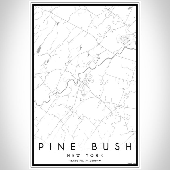 Pine Bush New York Map Print Portrait Orientation in Classic Style With Shaded Background
