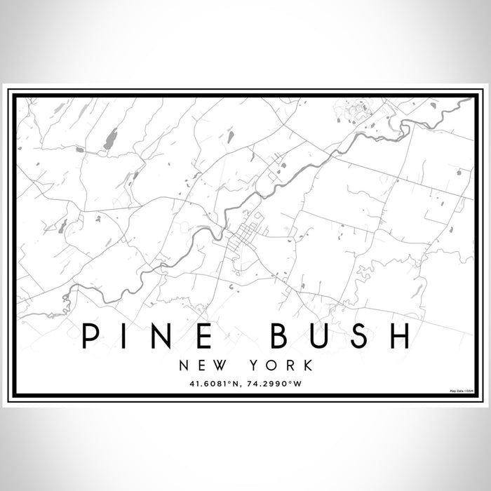 Pine Bush New York Map Print Landscape Orientation in Classic Style With Shaded Background