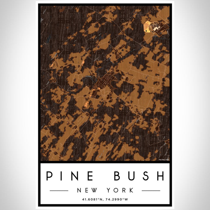 Pine Bush New York Map Print Portrait Orientation in Ember Style With Shaded Background