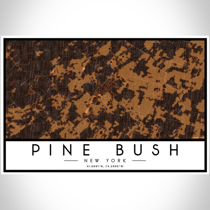 Pine Bush New York Map Print Landscape Orientation in Ember Style With Shaded Background
