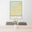 24x36 Pine Bush New York Map Print Portrait Orientation in Woodblock Style Behind 2 Chairs Table and Potted Plant