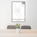 24x36 Pinedale Wyoming Map Print Portrait Orientation in Classic Style Behind 2 Chairs Table and Potted Plant