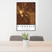 24x36 Pinedale Wyoming Map Print Portrait Orientation in Ember Style Behind 2 Chairs Table and Potted Plant