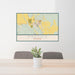 24x36 Pinedale Wyoming Map Print Lanscape Orientation in Woodblock Style Behind 2 Chairs Table and Potted Plant