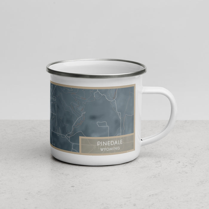 Right View Custom Pinedale Wyoming Map Enamel Mug in Afternoon