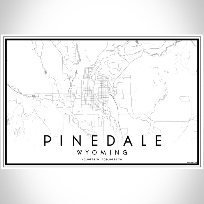 Pinedale Wyoming Map Print Landscape Orientation in Classic Style With Shaded Background