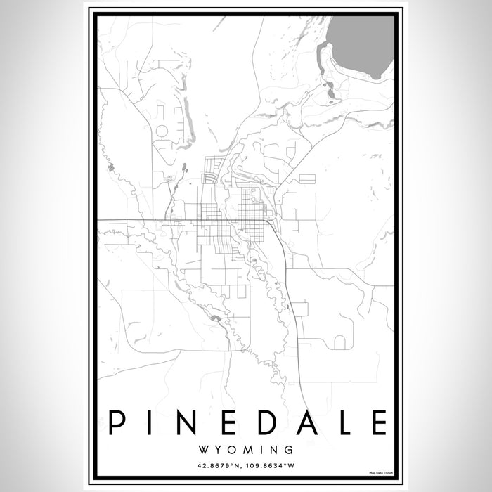 Pinedale Wyoming Map Print Portrait Orientation in Classic Style With Shaded Background