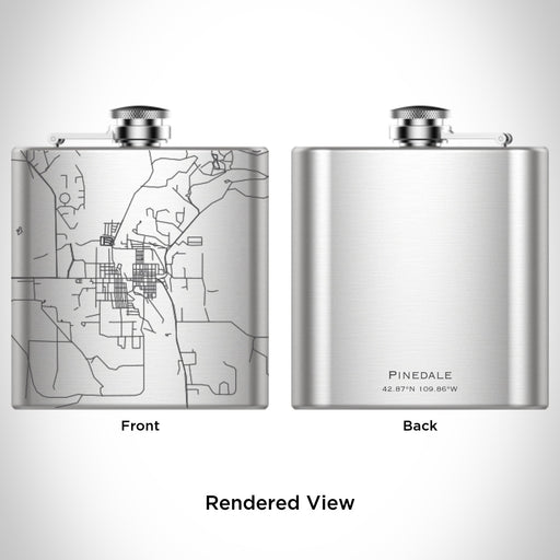 Rendered View of Pinedale Wyoming Map Engraving on 6oz Stainless Steel Flask