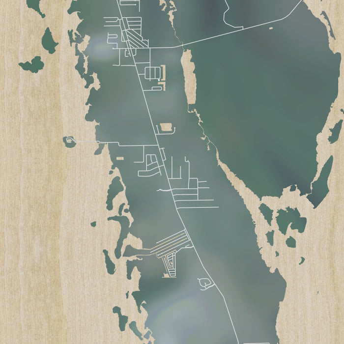 Pine Island Florida Map Print in Afternoon Style Zoomed In Close Up Showing Details