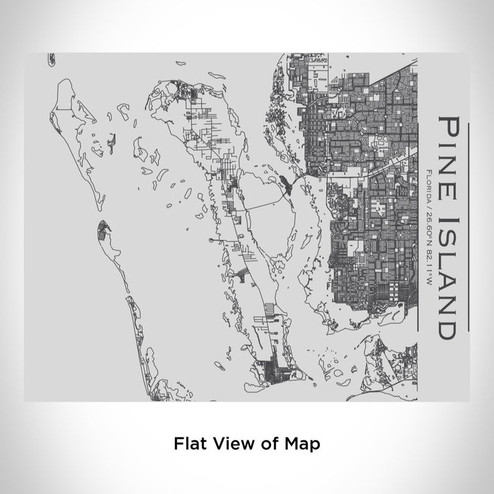 Rendered View of Pine Island Florida Map Engraving on 20oz Stainless Steel Insulated Bottle with Bamboo Top