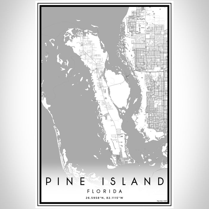 Pine Island Florida Map Print Portrait Orientation in Classic Style With Shaded Background