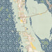 Pine Island Florida Map Print in Woodblock Style Zoomed In Close Up Showing Details