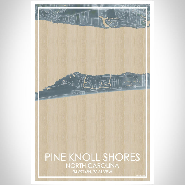 Pine Knoll Shores North Carolina Map Print Portrait Orientation in Afternoon Style With Shaded Background
