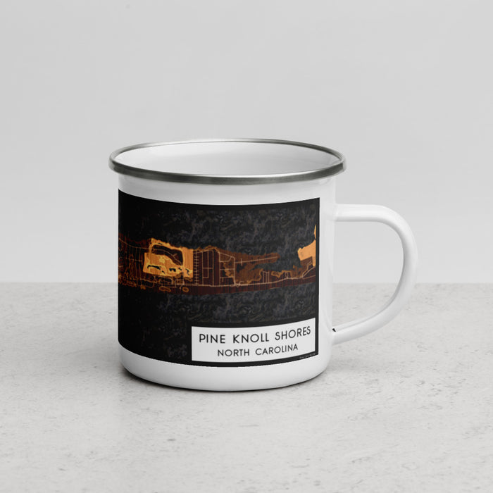 Right View Custom Pine Knoll Shores North Carolina Map Enamel Mug in Ember