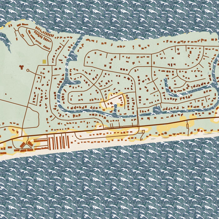 Pine Knoll Shores North Carolina Map Print in Woodblock Style Zoomed In Close Up Showing Details