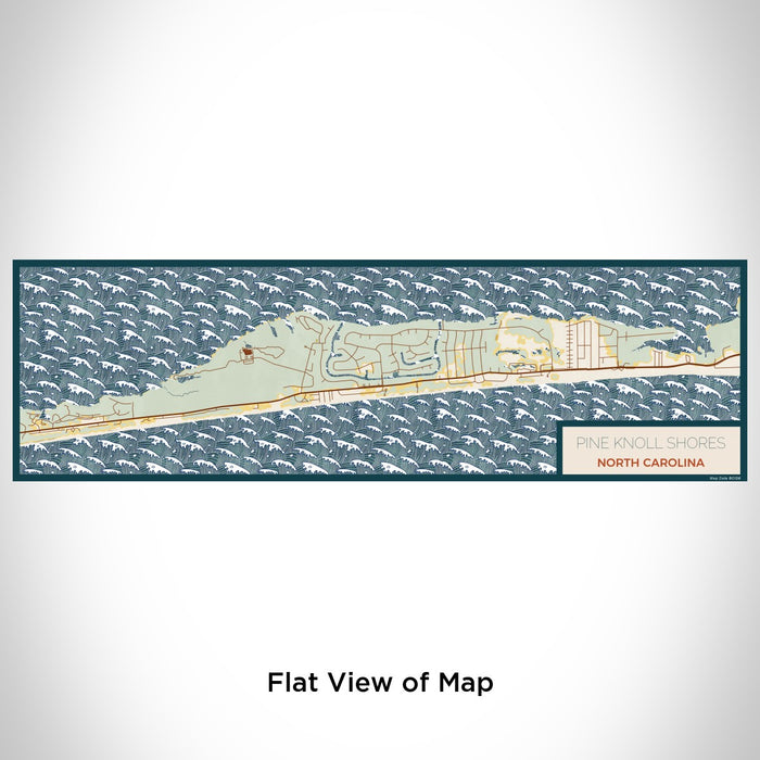 Flat View of Map Custom Pine Knoll Shores North Carolina Map Enamel Mug in Woodblock