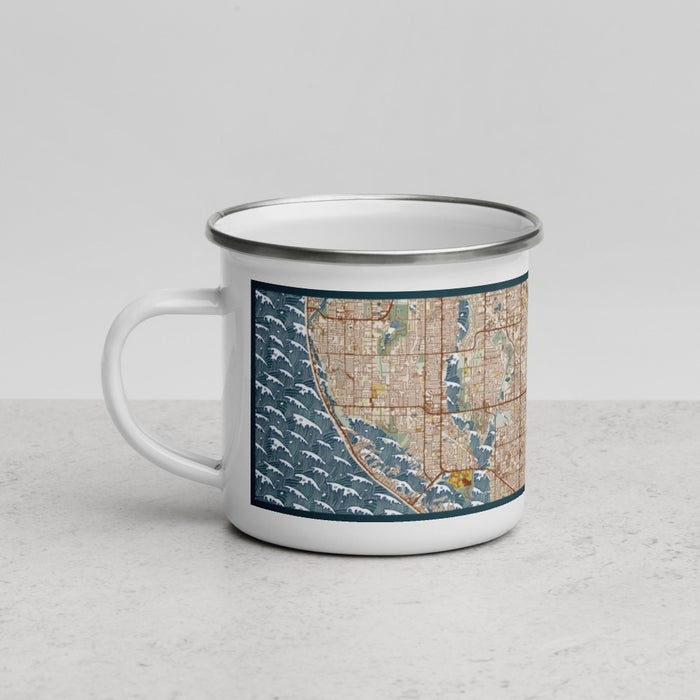 Left View Custom Pinellas Park Florida Map Enamel Mug in Woodblock