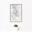 12x18 Pinnacles National Park Map Print Portrait Orientation in Classic Style With Small Cactus Plant in White Planter